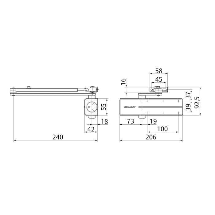 ZAVÍRAČ DC140 EN2/3/4 stříbrný - zavírač dveří s ramenem