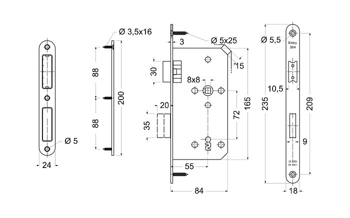 Magnetický zámek na klíč - 
EN.304M.BB.72.55.18 černý