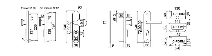 Bezpečnostní nerezové kování R.811.ZB s překrytím vložky
