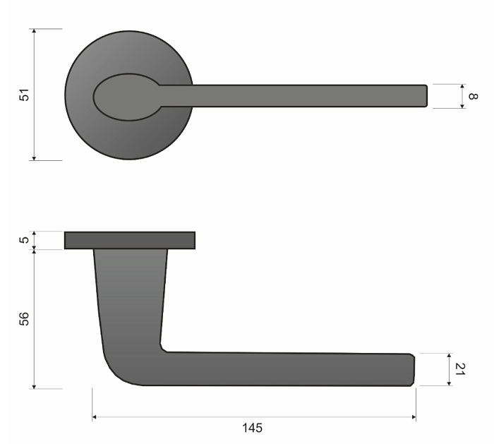 Eva KEVA O B00 černá - rozetové kování
