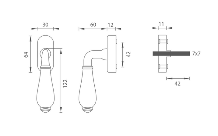 Okenní klika Leontina -  antik/bronz