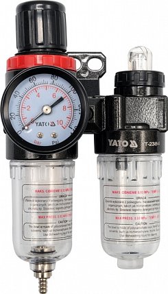 Regulátor tlaku vzduchu 1/4 ", max. 0,93MPa, s filtrom (25ccm) a s primazávaniem (15ccm)