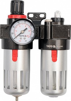 Regulátor tlaku vzduchu 1/4 ", max. 0,93MPa, s filtrom (90ccm) a s primazávaniem (60ccm)